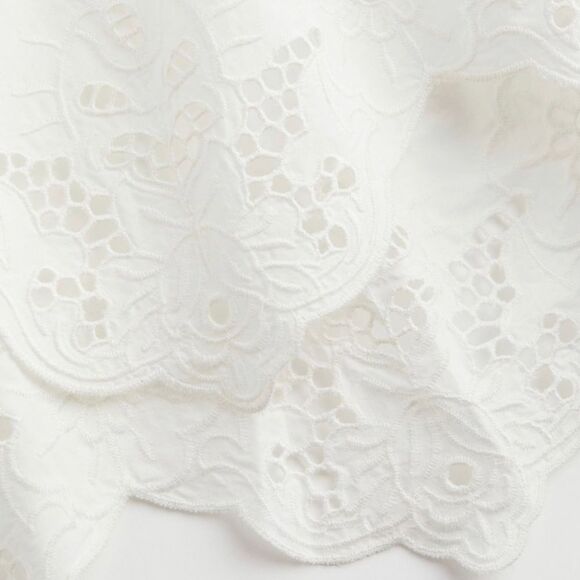 H&M Embroided Eyelet Dress Openwork White Poplin New - Picture 4 of 4